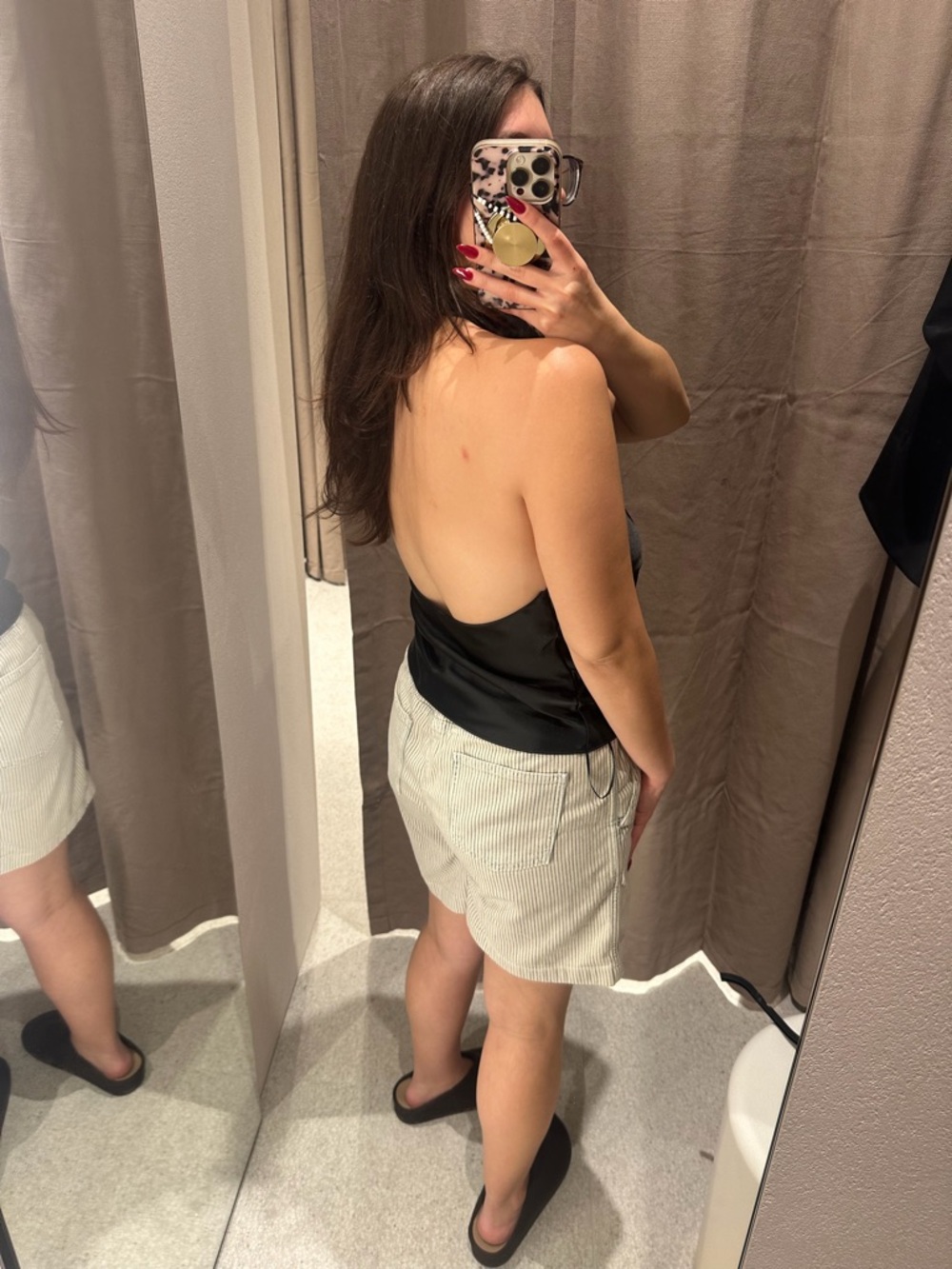 Zara black satin halter top open back silky going out top size M NWT - Picture 6 of 6